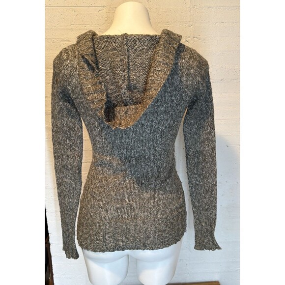 Vintage 90s Y2K Wool-Blend Wet Seal Collared Hooded Marbled Sweater XS - Picture 4 of 6